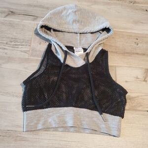 Rebel Athletic Mesh Crop Hoodie Black Gray Cheer Dance Youth Medium Girls